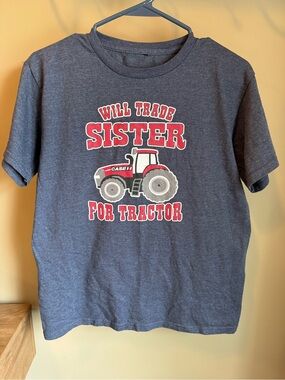Kids' Gray Graphic Tee - "Will Trade Sister for Tractor"